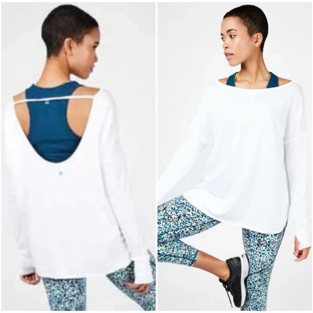 Sweaty Betty White Open-Back Sweatshirt